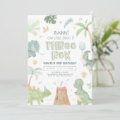 Dinosaur uitnodiging derde verjaardag (Staand voorkant)