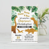 Dinosaur-uitnodiging, Dinosaur-verjaardag Kaart (Staand voorkant)