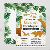 Dinosaur-uitnodiging, Dinosaur-verjaardag Kaart (Voorkant / Achterkant)