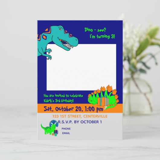 Dinosaur-uitnodiging Kaart (Staand voorkant)