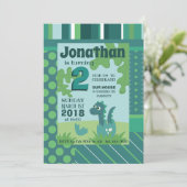 Dinosaur - uitnodiging voor verjaardagsfeest (Staand voorkant)