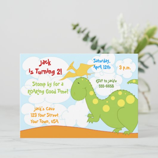 Dinosaur-uitnodigingen Kaart (Staand voorkant)