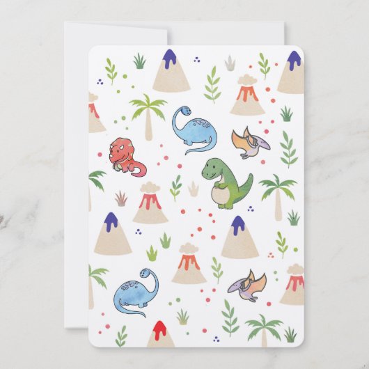 Dinosaur-uitnodigingen, verjaardagsuitnodigingen v kaart (Achterkant)