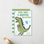 Dinosaur Valentijn Kaart voor kinderen, je bent T- Notitiekaartje (Voorkant / Achterkant in situ)