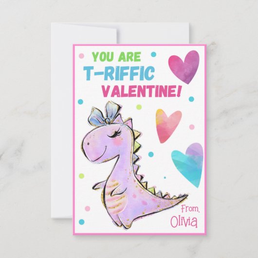 Dinosaur Valentijn Kaart voor kinderen U bent T-Ri Notitiekaartje (Voorkant)