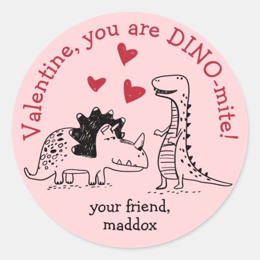 Dinosaur Valentijn Sticker (Voorkant)