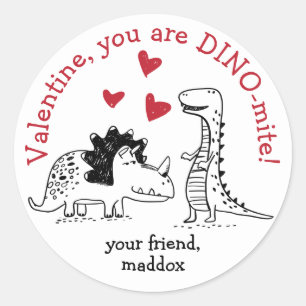 Dinosaur Valentijn Sticker
