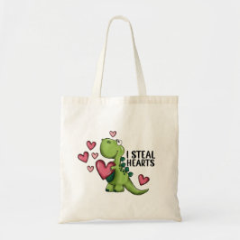 Dinosaur Valentijn's Day Canvas tas, Grappige Canv Tote Bag