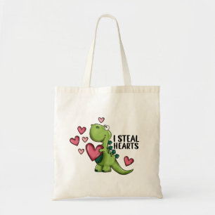 Dinosaur Valentijn's Day Canvas tas, Grappige Canv Tote Bag