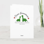 Dinosaur Valentijnsdag echtgenoot Kaart (Achterkant)