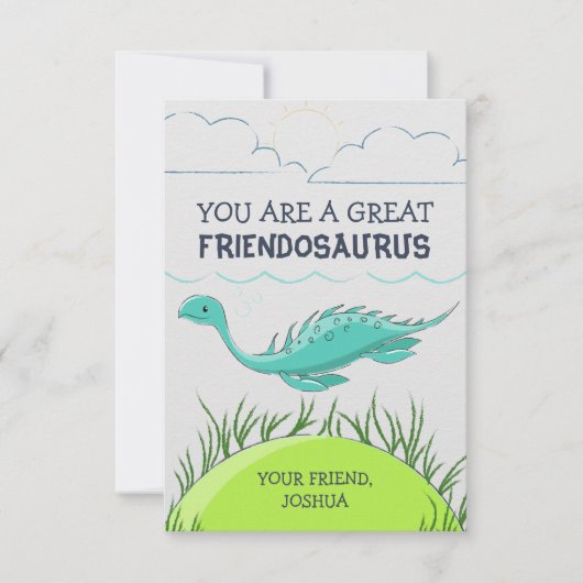 Dinosaur Valentijnsdag Kaart voor kinderen (Voorkant)