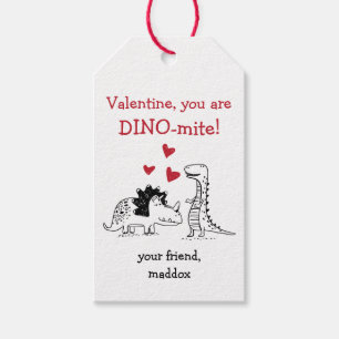 Dinosaur Valentijnsdag Label Cadeaulabel