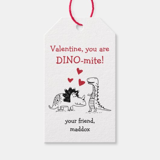 Dinosaur Valentijnsdag Label Cadeaulabel (Voorkant)