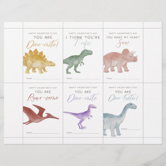 Dinosaur Valentine Cards for Kids Briefhoofd (Voorkant)