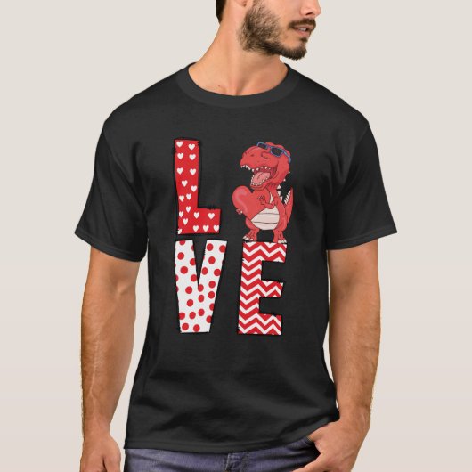 Dinosaur Valentines Day Love Valentine Cute Hearts T-shirt (Voorkant)