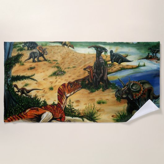 Dinosaur Valley Lake Loungers Beach Towel Strandlaken (Voorkant)