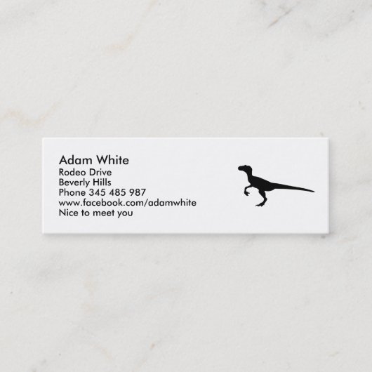 Dinosaur velociraptor mini visitekaartje (Voorkant)