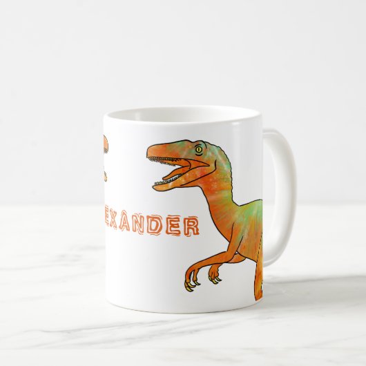 Dinosaur velociraptor Personalized Koffiemok (Voorkant rechts)
