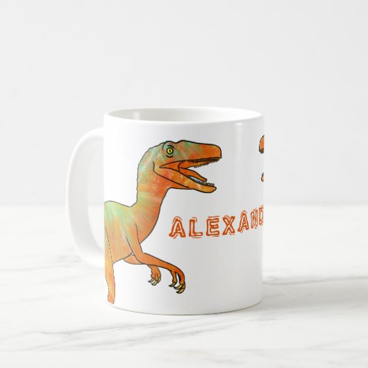 Dinosaur velociraptor Personalized Koffiemok (Voorkant links)