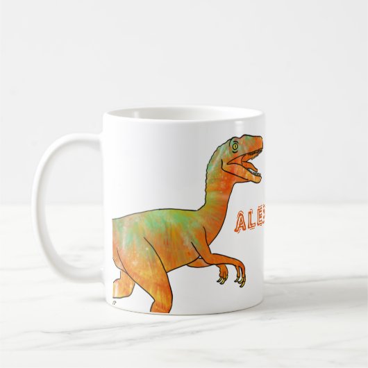Dinosaur velociraptor Personalized Koffiemok (Links)
