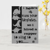 Dinosaur Velociraptor verjaardag rapper kaart (Gele Bloem)