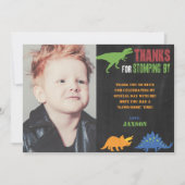 Dinosaur verjaardag bedankt je kaart met foto (Voorkant)