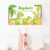 Dinosaur verjaardag gepersonaliseerde partij spandoek (Insitu)