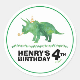 Dinosaur Verjaardag Triceratops Sticker