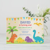 Dinosaur Verjaardag Uitnodiging Dino Party (Staand voorkant)