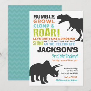 Dinosaur Verjaardag Uitnodiging Dinosaur Fossil Pa