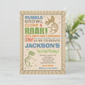 Dinosaur Verjaardag Uitnodiging Dinosaur Fossil Pa (Staand voorkant)