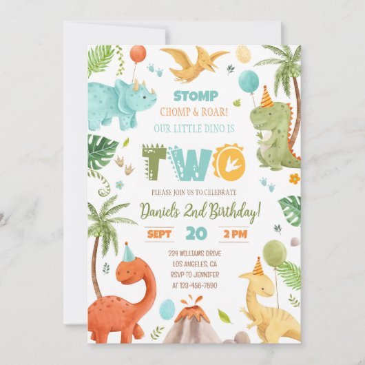 Dinosaur Verjaardag Uitnodiging, EDITABLE Dinosaur Kaart (Voorkant)