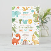 Dinosaur Verjaardag Uitnodiging, EDITABLE Dinosaur Kaart (Staand voorkant)