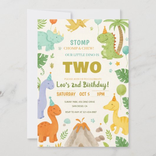 Dinosaur Verjaardag Uitnodiging, EDITABLE Dinosaur Kaart (Voorkant)