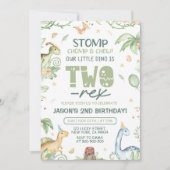 Dinosaur Verjaardag Uitnodiging EDITABLE Twee-Rex (Voorkant)