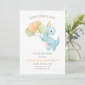 Dinosaur Verjaardag Uitnodiging, Minimalistische T Kaart (Staand voorkant)