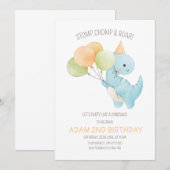 Dinosaur Verjaardag Uitnodiging, Minimalistische T Kaart (Voorkant / Achterkant)