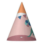 Dinosaur verjaardagballonbanner neutraal feesthoedjes (Links)