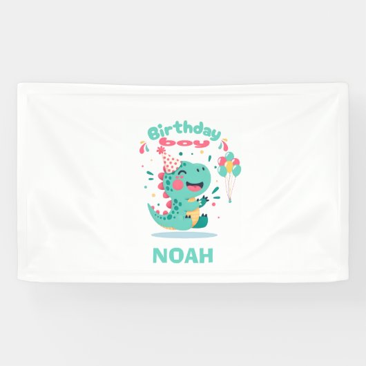 Dinosaur Verjaardagsbanner | Jongensfeestje | Bewe Spandoek (Horizontaal)