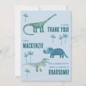 Dinosaur Verjaardagsfeest Dank Je Bedankkaart (Voorkant)