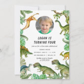 Dinosaur Verjaardagsfeest Foto Kaart (Voorkant)