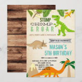 Dinosaur verjaardagsfeest kaart (Voorkant / Achterkant)