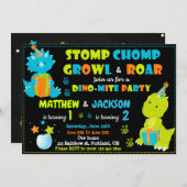 Dinosaur verjaardagsfeest kaart (Voorkant / Achterkant)