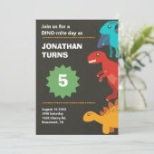 Dinosaur verjaardagsfeest kaart (Staand voorkant)