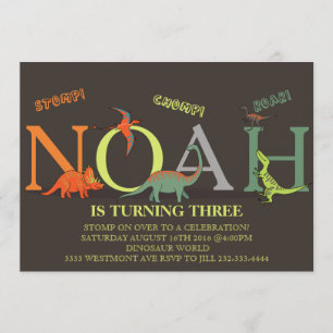 Dinosaur verjaardagsfeest Modern Dino uitnodiging