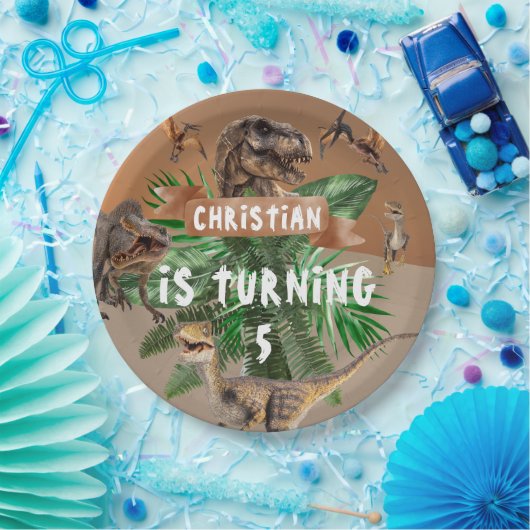 Dinosaur-verjaardagsfeest Papieren Bordje (Feest)