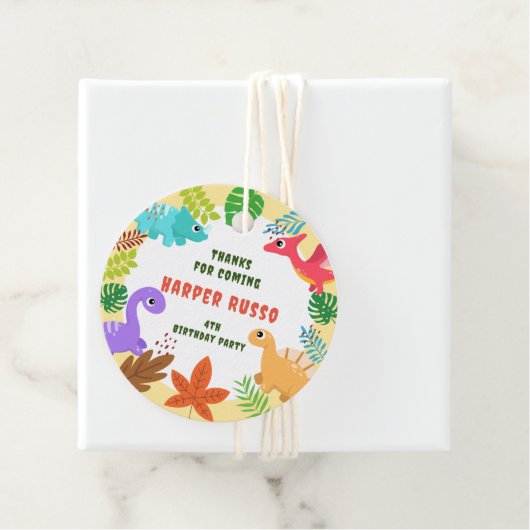 Dinosaur-verjaardagsfeest thema bedankjes labels (In situ)
