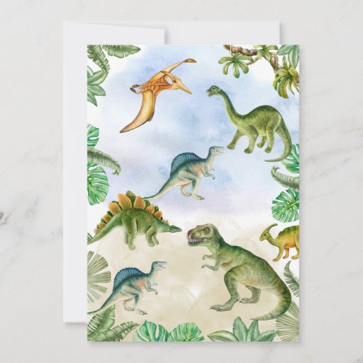 Dinosaur Verjaardagsfeest Uitnodiging (Achterkant)