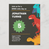 Dinosaur verjaardagsfeest uitnodiging briefkaart (Voorkant)