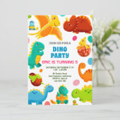 Dinosaur Verjaardagsfeest Uitnodiging, Dinosor Kaa Kaart (Staand voorkant)